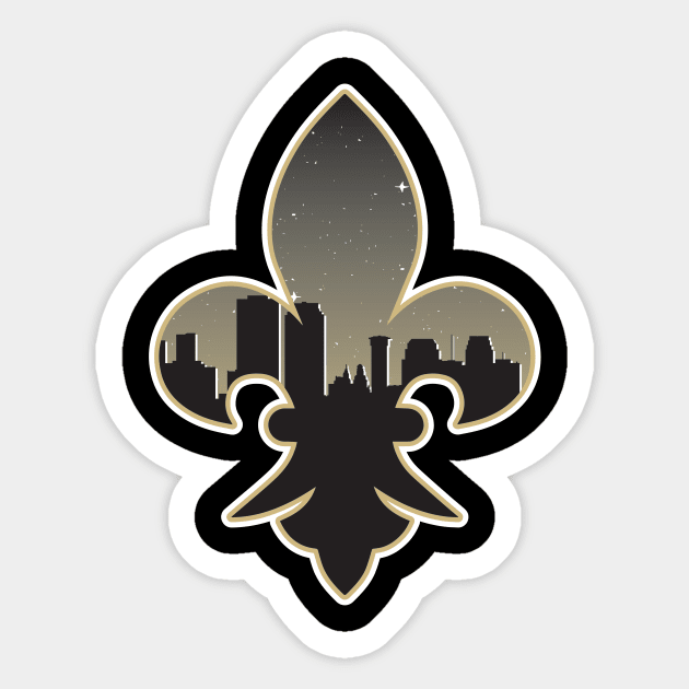 New Orleans Saints Fluer De Lis City Skyline Sticker by stayfrostybro